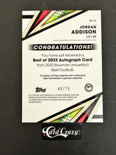 Load image into Gallery viewer, Jordan Addison (USC/Vikings) - RC Auto 48/75 - Bowman U FB 2022