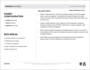 2025 Origins Football Hobby Box