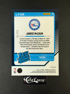 Jared McCain (76ers) - RC Optic Preview Orange 62/75 - Donruss BK 2024/25