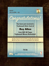 Load image into Gallery viewer, Ray Allen (Celtics) - Game/Event Worn Jersey Relic 123/199 - Topps BK 2007/08