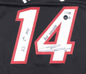 Tyler Herro Signed Heat Jersey Inscribed "Boy Wonder" & "22 6th MOY"