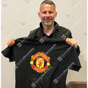 Ryan Giggs Manchester United Autographed Black T-Shirt - ICONS