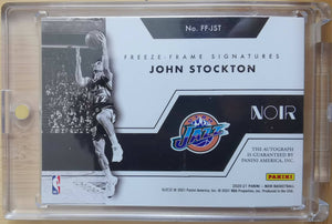 John Stockton, Utah Jazz, 2020-21 Panini Noir Freeze Frame Signatures #48/49