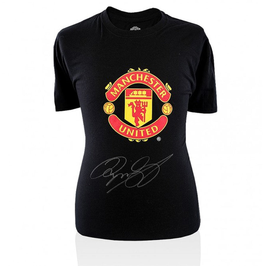 Ryan Giggs Manchester United Autographed Black T-Shirt - ICONS