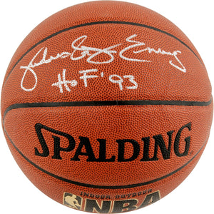 Julius Erving Autographed Basketball with "HOF 93" Inscription