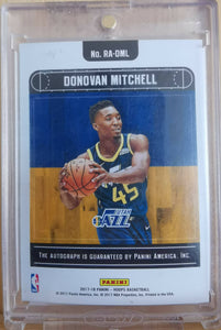 Donovan Mitchell, Utah Jazz, 2017-18 Panini NBA Hoops Rookie Auto, Rookie Card Checkerboard