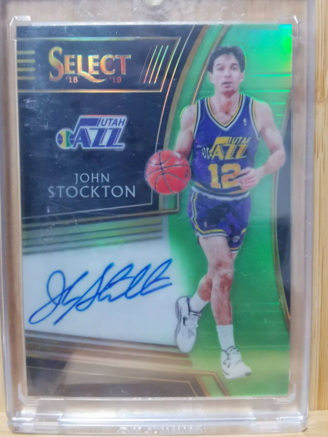 John Stockton, Utah Jazz, 2018-19 Panini Select Autograph, No. SG-JST, #11/35