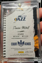 Load image into Gallery viewer, Donovan Mitchell, Utah Jazz, 2017-18 Panini Court Kings Sketches &amp; Swatches Auto, Rookie Card #106/399