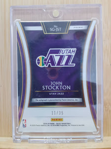 John Stockton, Utah Jazz, 2018-19 Panini Select Autograph, No. SG-JST, #11/35